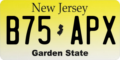 NJ license plate B75APX
