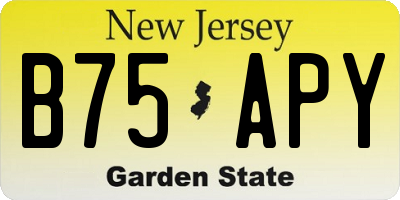 NJ license plate B75APY