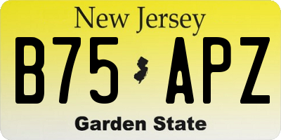 NJ license plate B75APZ