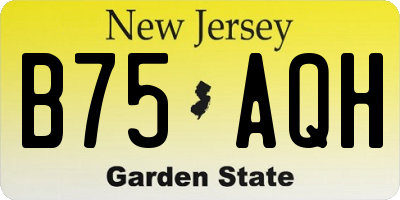 NJ license plate B75AQH