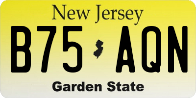 NJ license plate B75AQN