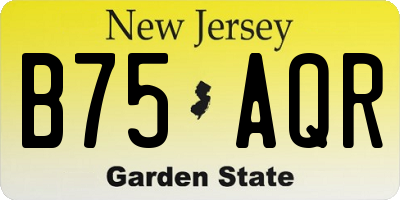 NJ license plate B75AQR