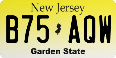 NJ license plate B75AQW