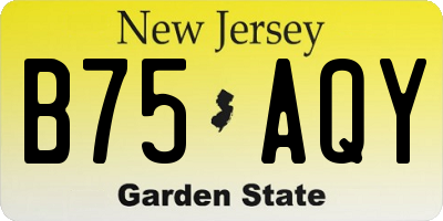 NJ license plate B75AQY