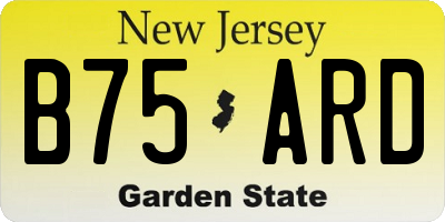 NJ license plate B75ARD
