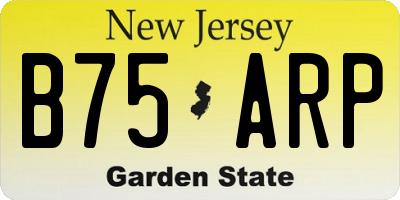 NJ license plate B75ARP