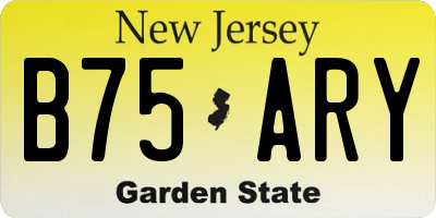 NJ license plate B75ARY