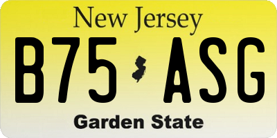 NJ license plate B75ASG