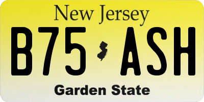 NJ license plate B75ASH