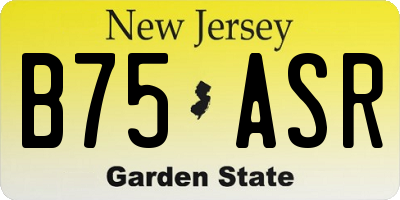 NJ license plate B75ASR