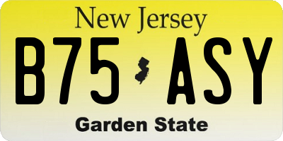 NJ license plate B75ASY