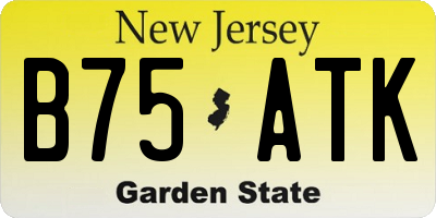 NJ license plate B75ATK