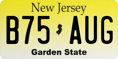 NJ license plate B75AUG