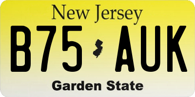 NJ license plate B75AUK