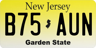 NJ license plate B75AUN