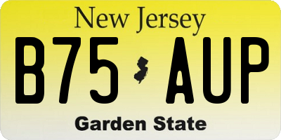 NJ license plate B75AUP