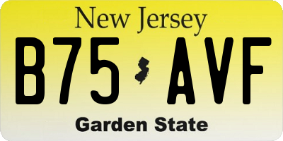 NJ license plate B75AVF