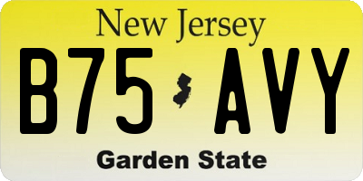 NJ license plate B75AVY