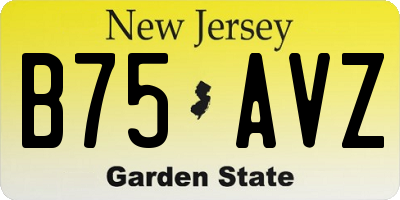NJ license plate B75AVZ