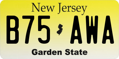 NJ license plate B75AWA