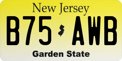 NJ license plate B75AWB