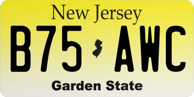NJ license plate B75AWC
