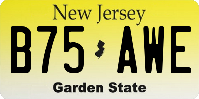 NJ license plate B75AWE