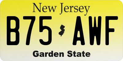 NJ license plate B75AWF