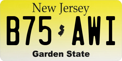 NJ license plate B75AWI