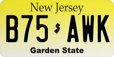 NJ license plate B75AWK