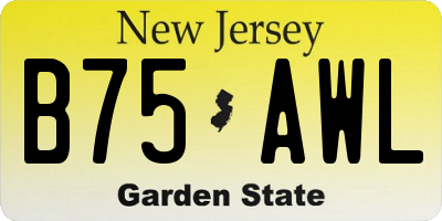 NJ license plate B75AWL