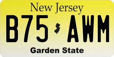 NJ license plate B75AWM