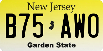 NJ license plate B75AWO