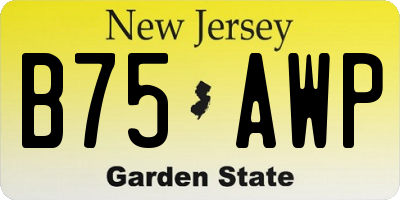 NJ license plate B75AWP