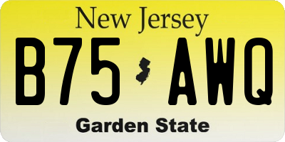 NJ license plate B75AWQ