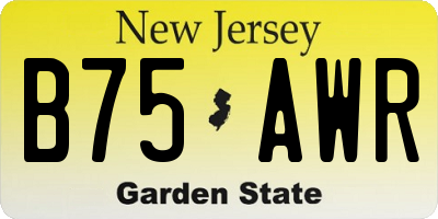 NJ license plate B75AWR