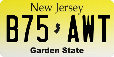 NJ license plate B75AWT