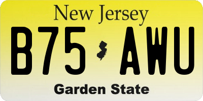 NJ license plate B75AWU