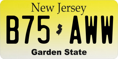 NJ license plate B75AWW
