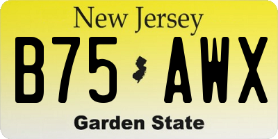NJ license plate B75AWX
