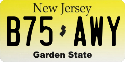 NJ license plate B75AWY