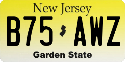 NJ license plate B75AWZ
