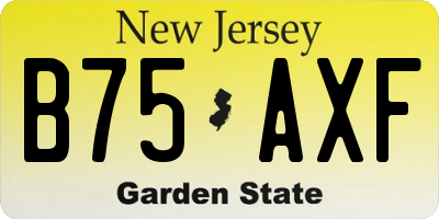 NJ license plate B75AXF