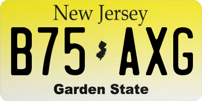 NJ license plate B75AXG