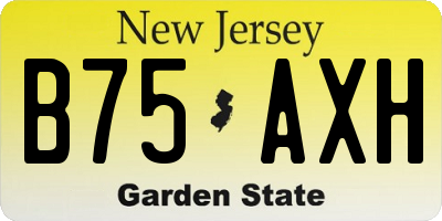 NJ license plate B75AXH