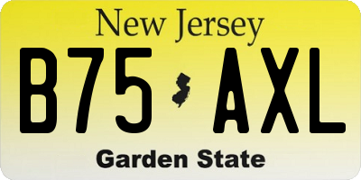 NJ license plate B75AXL