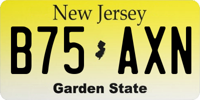 NJ license plate B75AXN