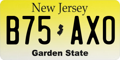 NJ license plate B75AXO