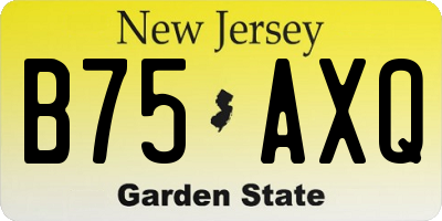 NJ license plate B75AXQ