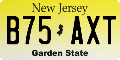 NJ license plate B75AXT